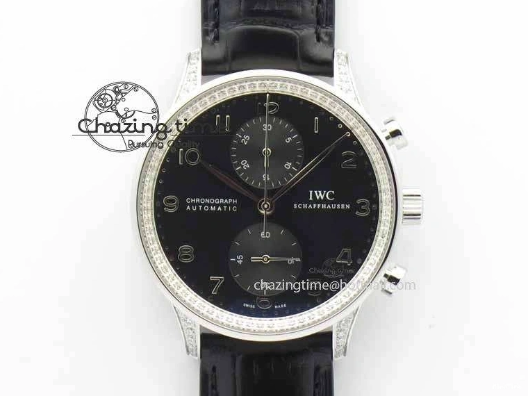 MIROTIME 0415 Portuguese IW3714 Diam ZF V2 1:1 Best Edition Black Dial On Black Leather Strap A79350 (Slim Movement) Lightweight 7245